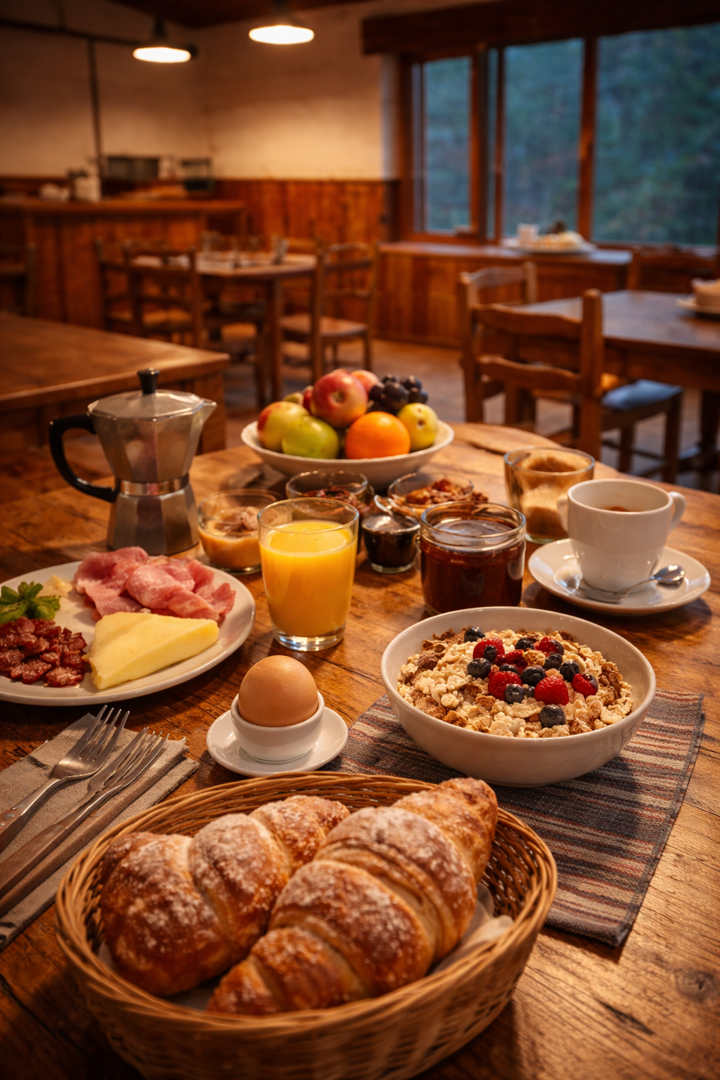 Paesaggio montano verde vicino al rifugio